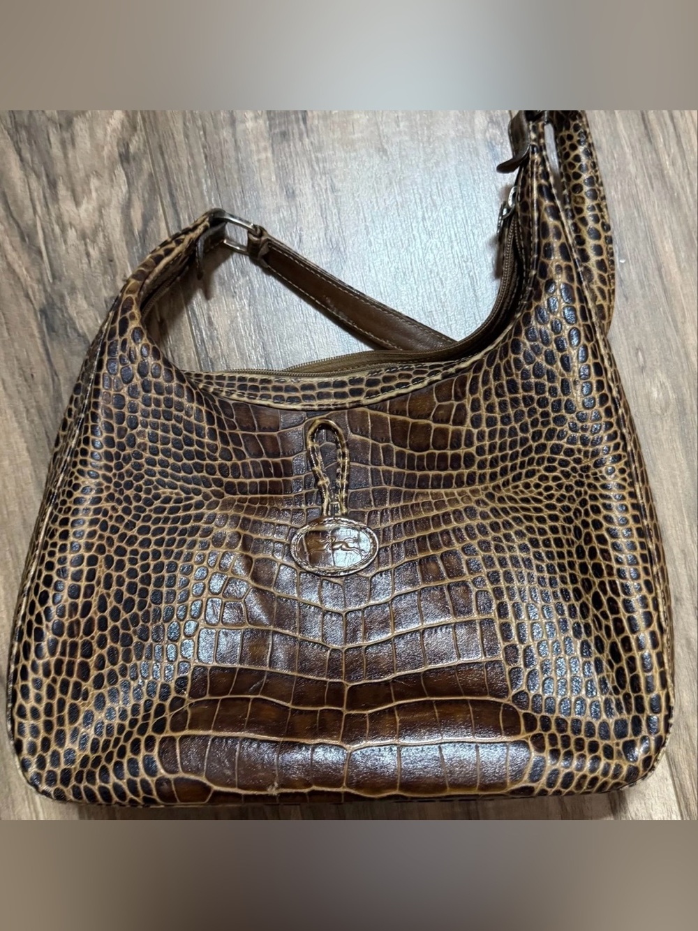 Longchomp shoulder bag croc brown purse 12X8X3